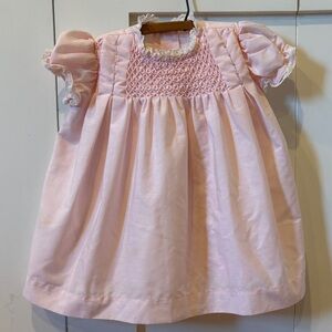 Vintage Valentine Polly Flinders Pink Smocked Baby Dress Sz 18 Months Adorable!